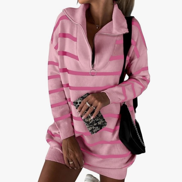 *NWT* Pink Striped Knit Dress - Picture 8 of 11